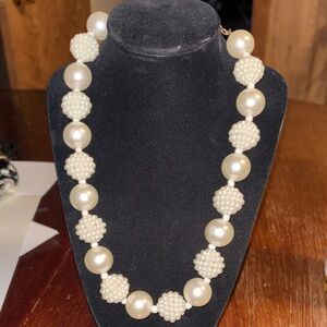 Statement large gumball bead & faux pearl necklace strand
